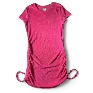 PINK Victoria's Secret Terry Cloth Dress Cover Up Hot Pink Adjustable Drawstring